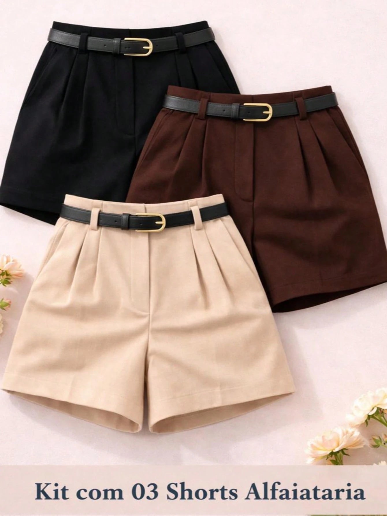 Kit 3 Shorts Alfaiataria Premium